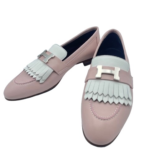 エルメス ロワイヤル モカシン ローズポルスレーヌ/白 23.5~24.0cm