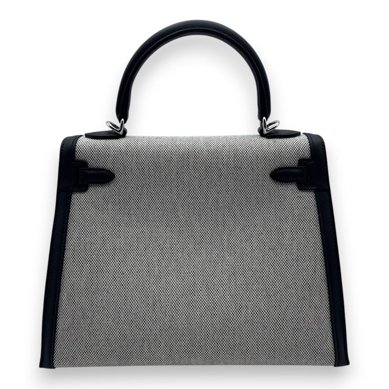 エルメス ケリー 25 ノワール トワルアッシュ/スイフト シルバー金具 W