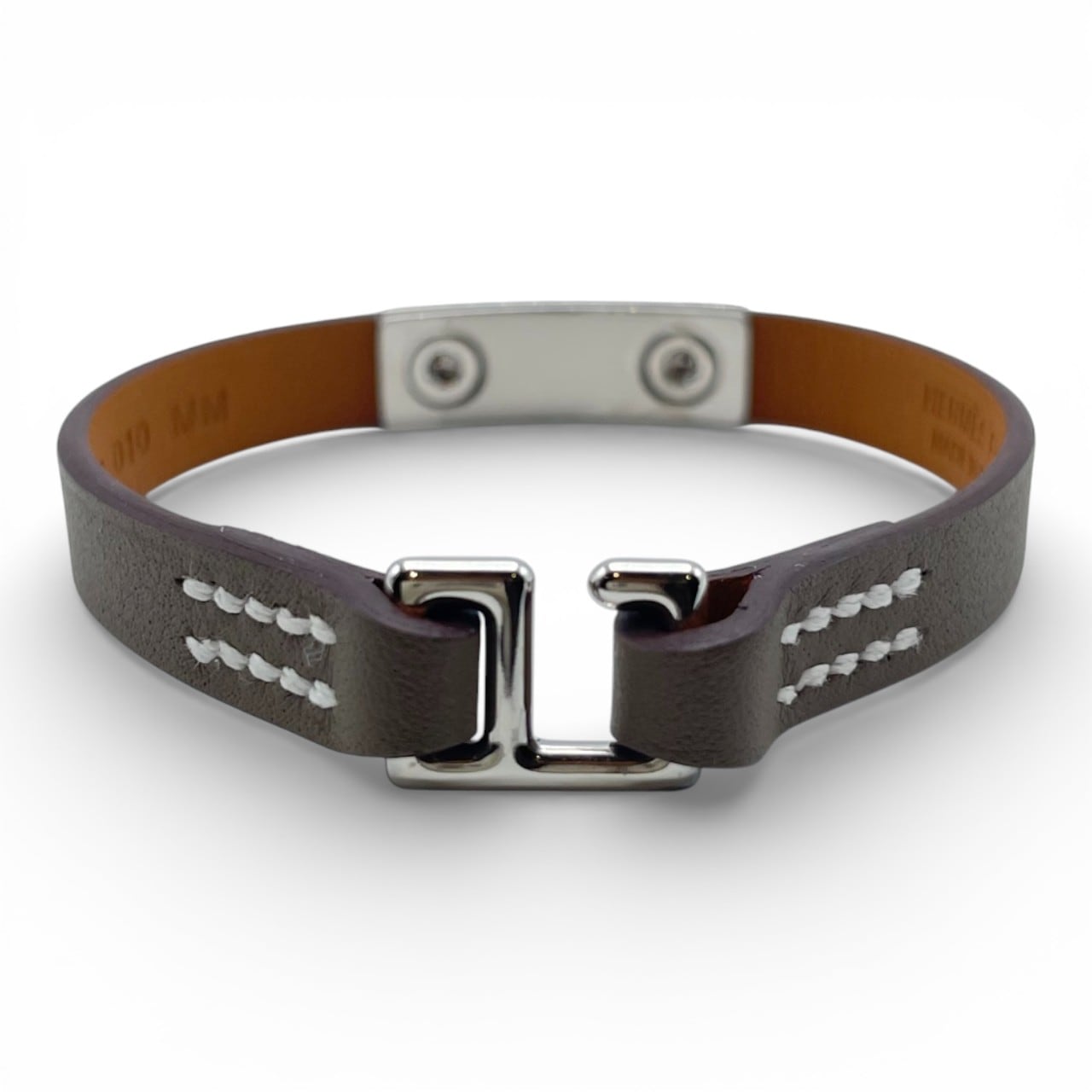 美品★レア★エルメス ナイトブレスレット レザー バングル 正規品 ブレスレット エルメス レザーブレスレット ミニ・リヴァル T3 ノワール スイフト