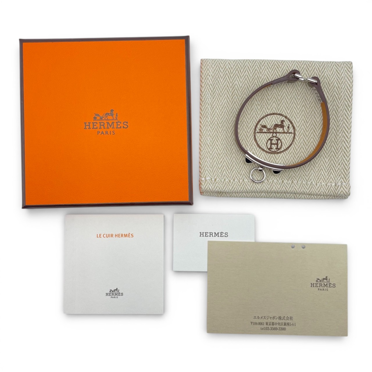 エルメス レザーブレスレット ミニ・リヴァル T3 ノワール スイフト