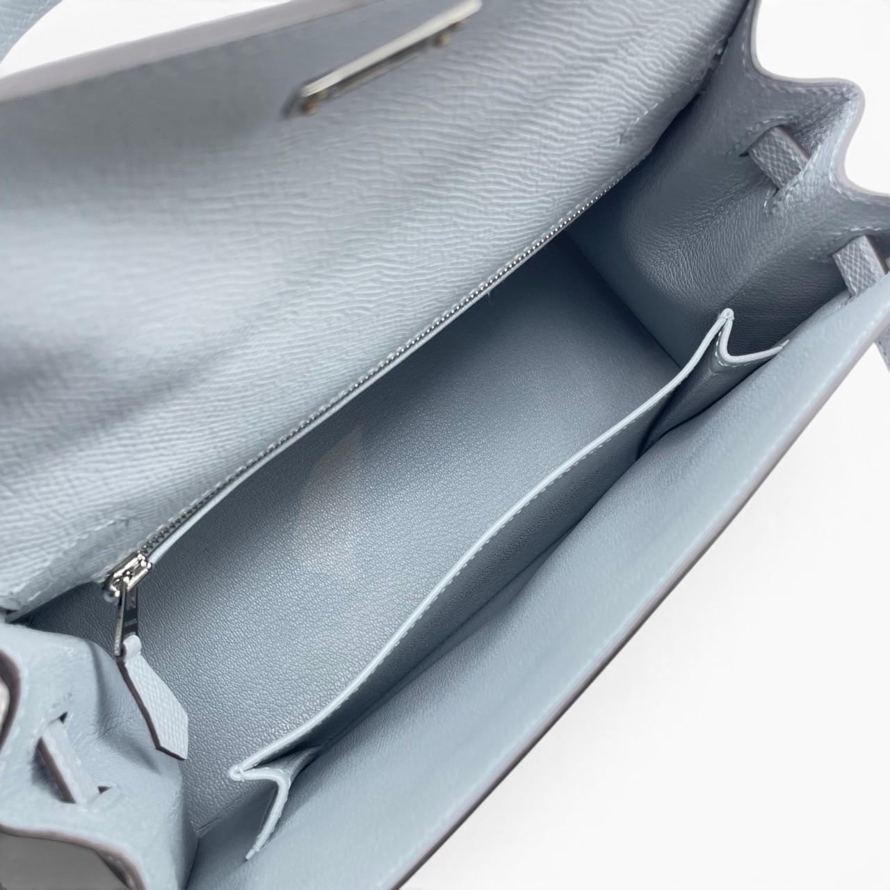 エルメス ケリー 25 ブルーグラシエ エプソン シルバー金具 K刻印