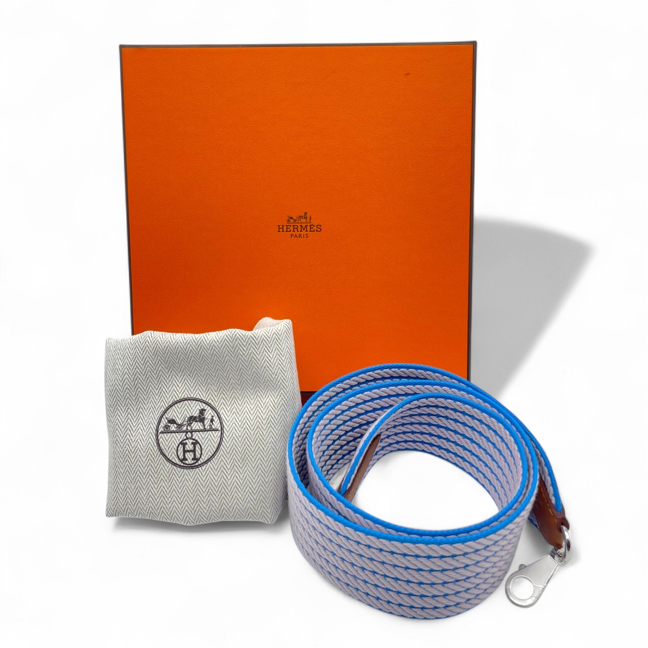 エルメス バンドリエール サングル コルタージュ 85cm ブルーアズール