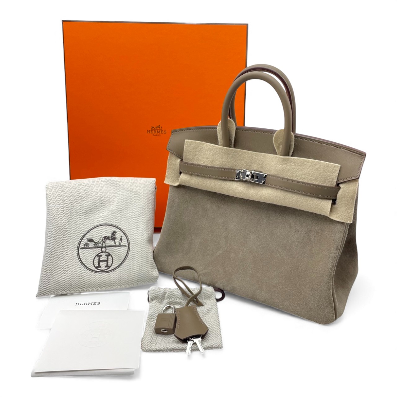 エルメス バーキン 25 エトゥープ/グリスカイユ スイフト/グリズリー シルバー金具 K刻印