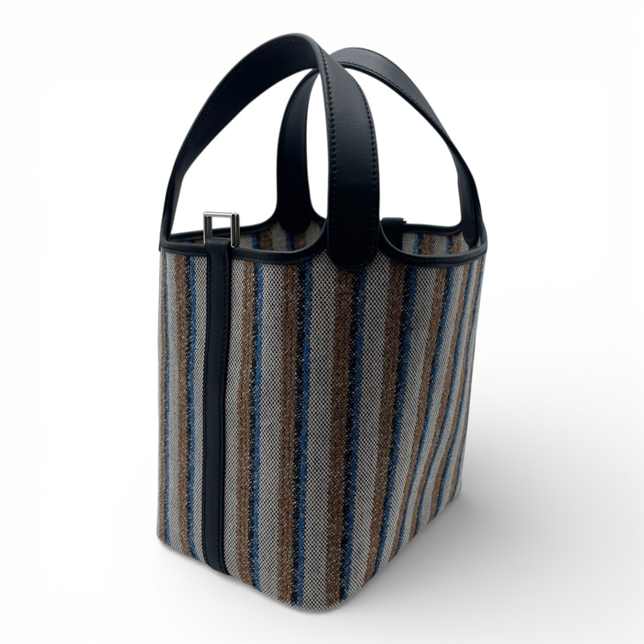 エルメス ピコタンロック クーベルチュール PM ノワール/エクリュ/フォーブ/ブルーザンジバール トワルアッシュ/スイフト シルバー金具 W刻印