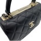 シャネル トップハンドル フラップ バッグ A92236 ラムスキン ブラック ゴールド金具
