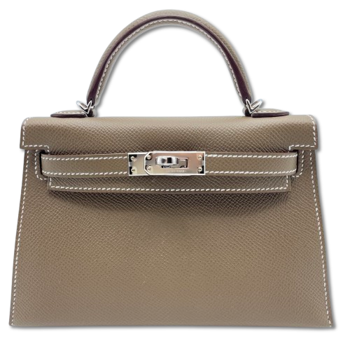 HERMES ケリーシルバー金具ブラウンリード 新品未使用 エルメス ミニケリー エトゥープ エプソン シルバー金具 K刻印