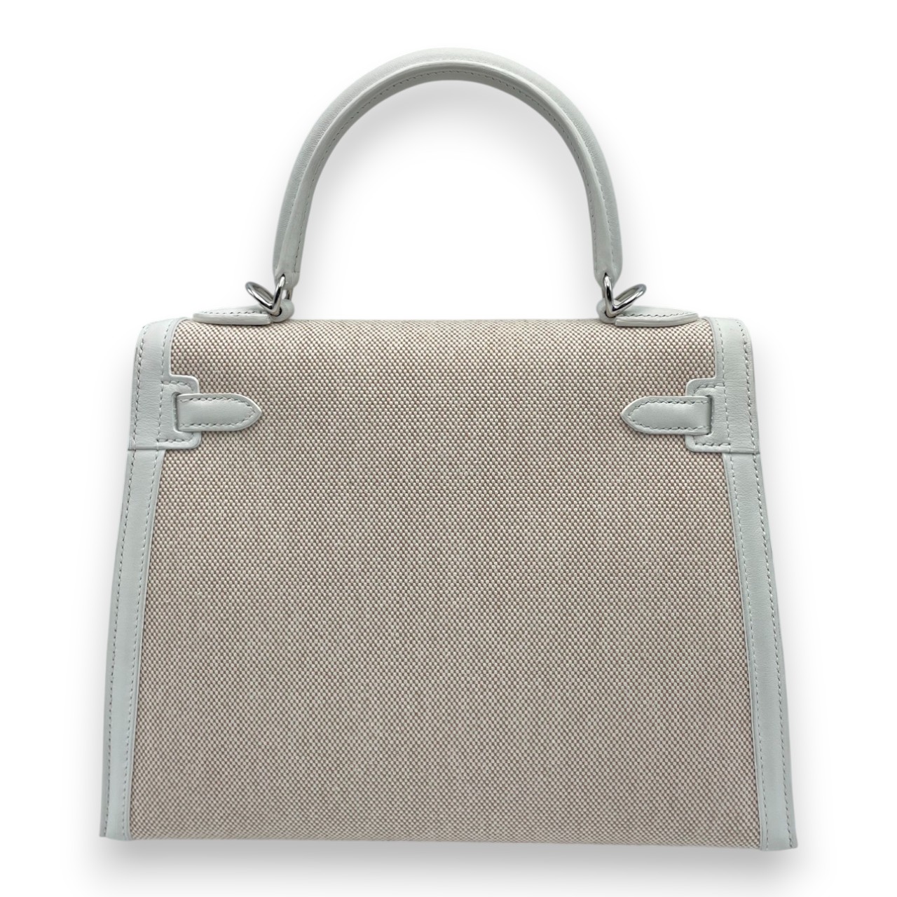 エルメス ケリー 25 エクリュ/ニューホワイト トワルアッシュ/スイフト シルバー金具 B刻印