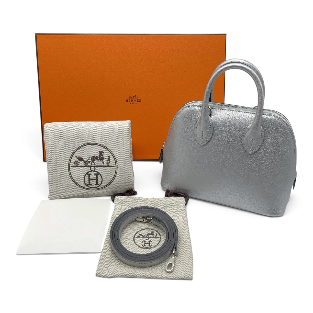 エルメス ボリード1923 ミニ アルジャン シェーブル シルバー金具 G