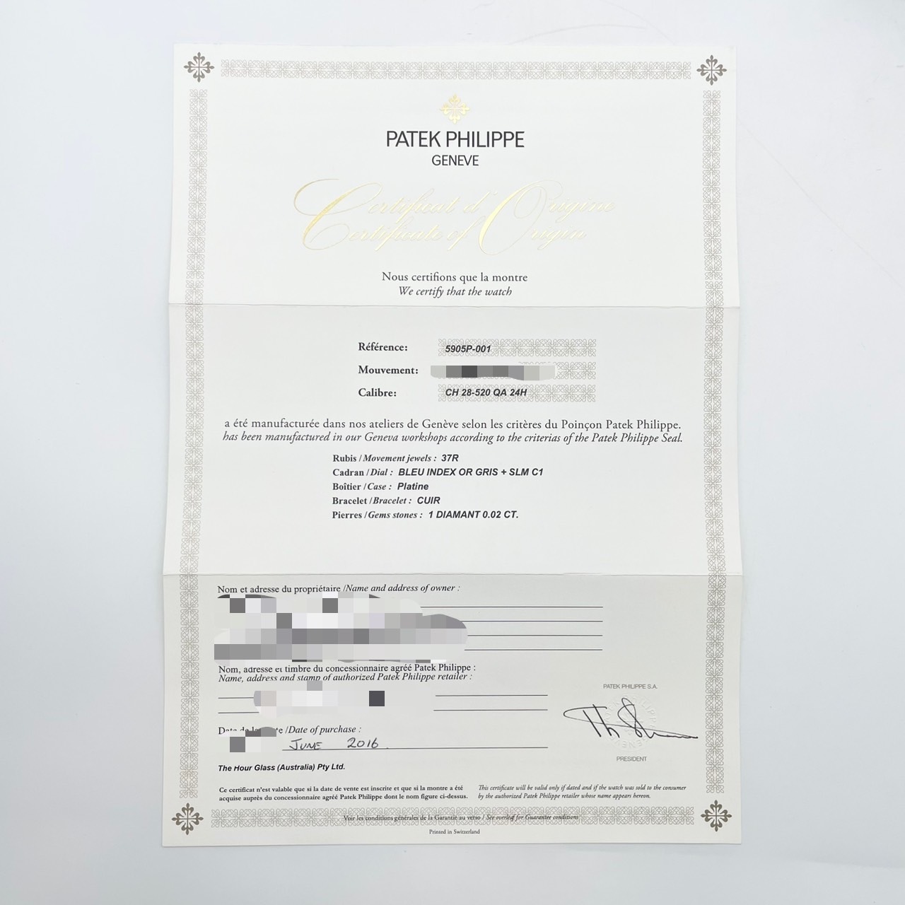 パテックフィリップ コンプリケーション 5905P-001 ブルー 42mm