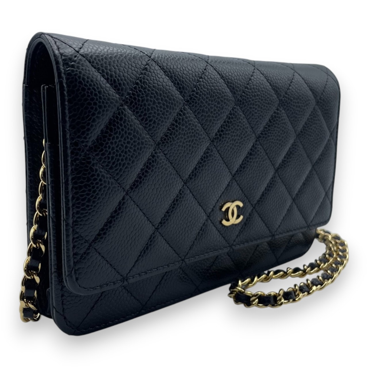 シャネル マトラッセ チェーンウォレット A33814 W19 ブラック キャビアスキン ゴールド金具