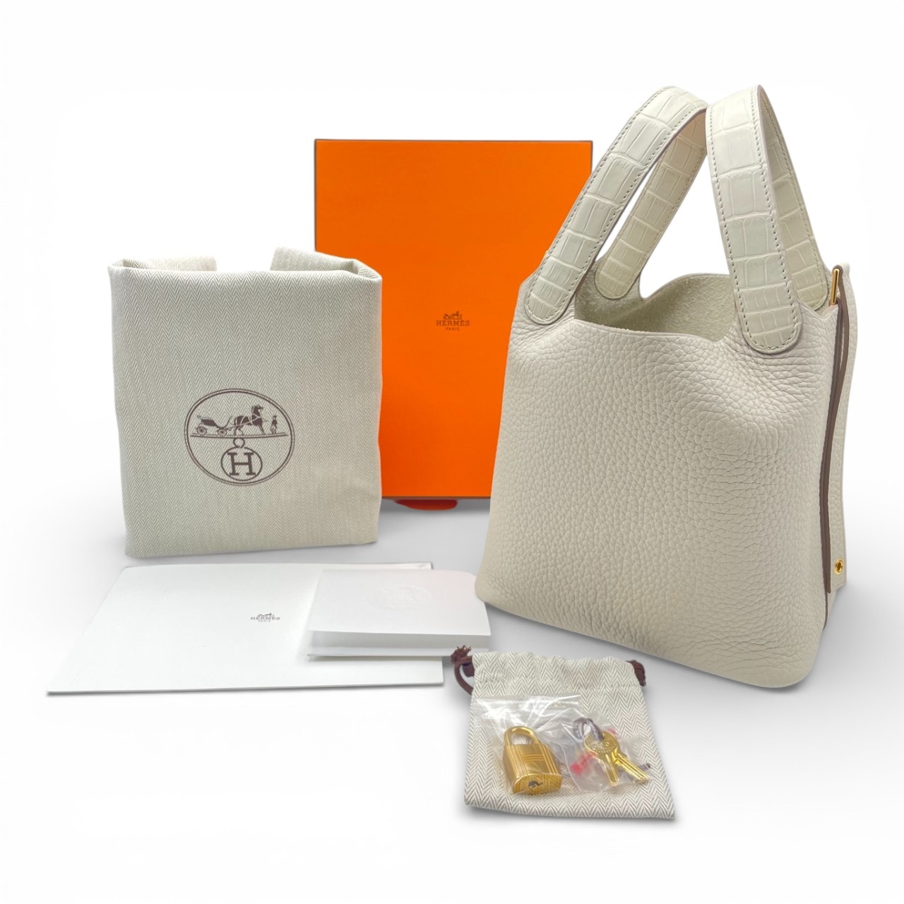 エルメス ピコタンロック タッチ PM べトン トリヨンクレマンス/アリゲーターマット ゴールド金具 U刻印