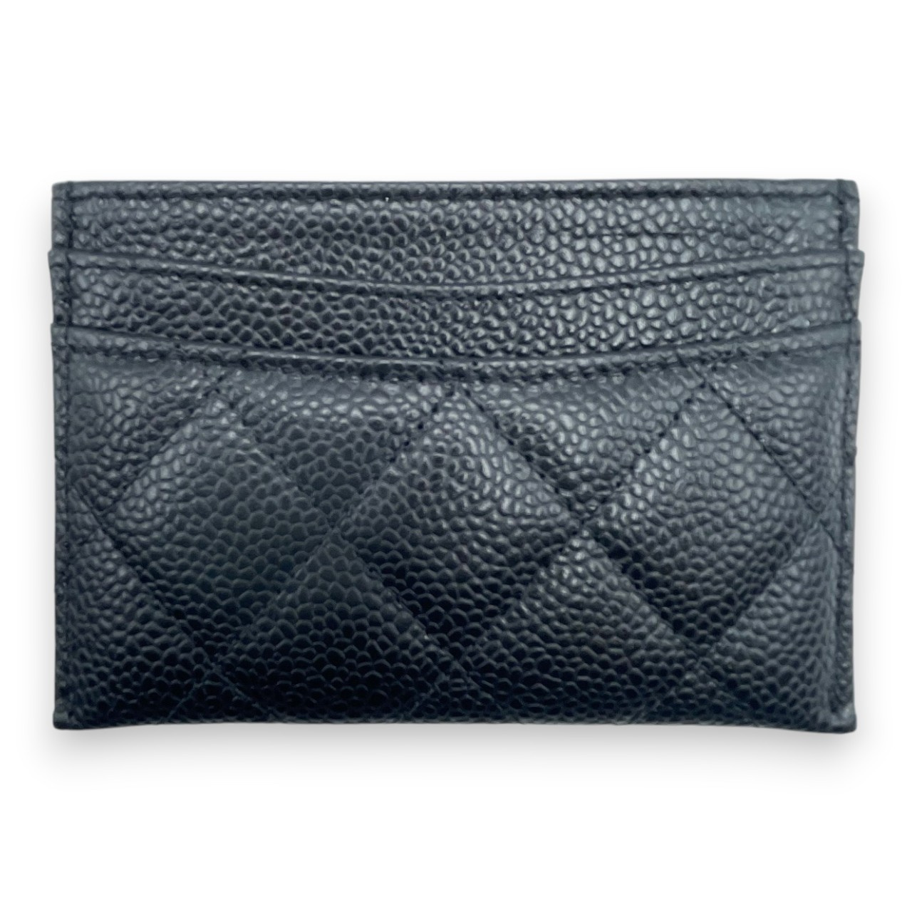 シャネル クラシック マトラッセ カードケース 11 ブラック キャビアスキン シルバー金具