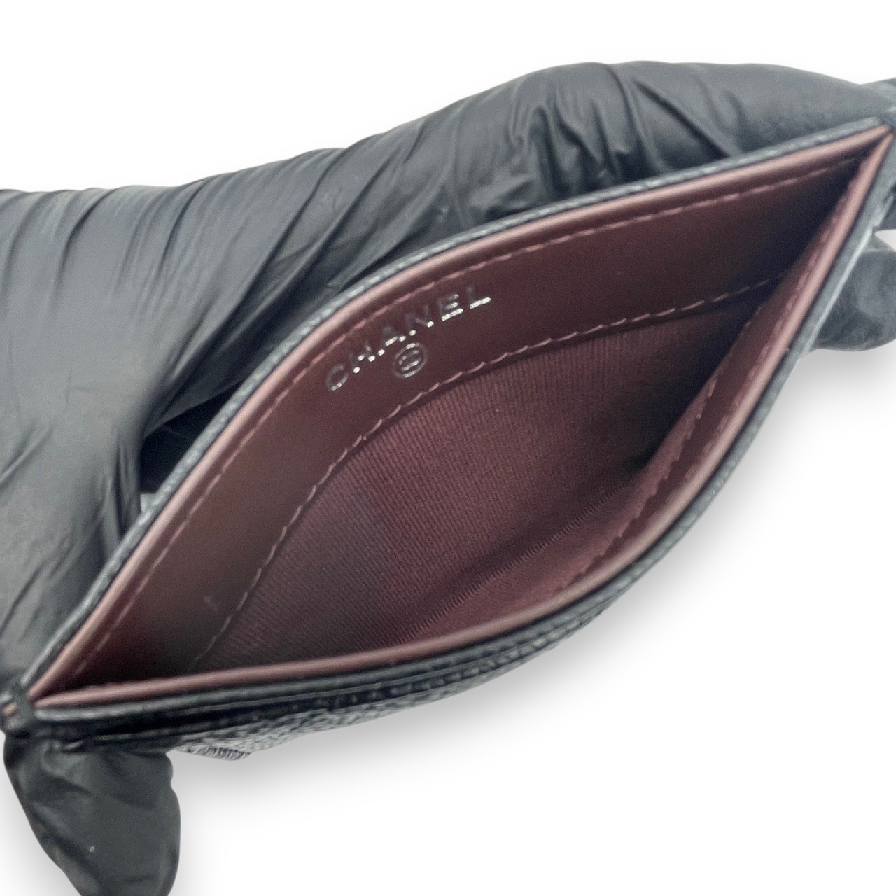 シャネル クラシック マトラッセ カードケース 11 ブラック キャビアスキン シルバー金具