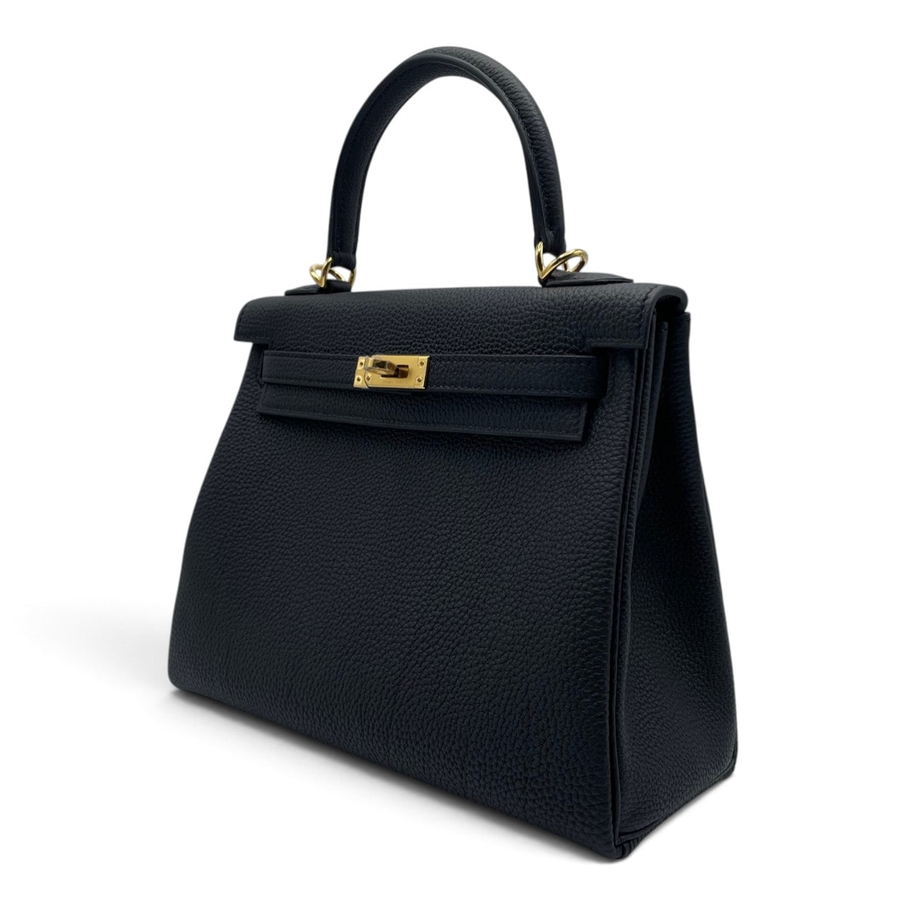 HERMES エルメス レザー手袋 オーケリー ゴールド金具 ブラック 黒 エルメス ケリー 25 ノワール トゴ ゴールド金具 G刻印 - ブランド品