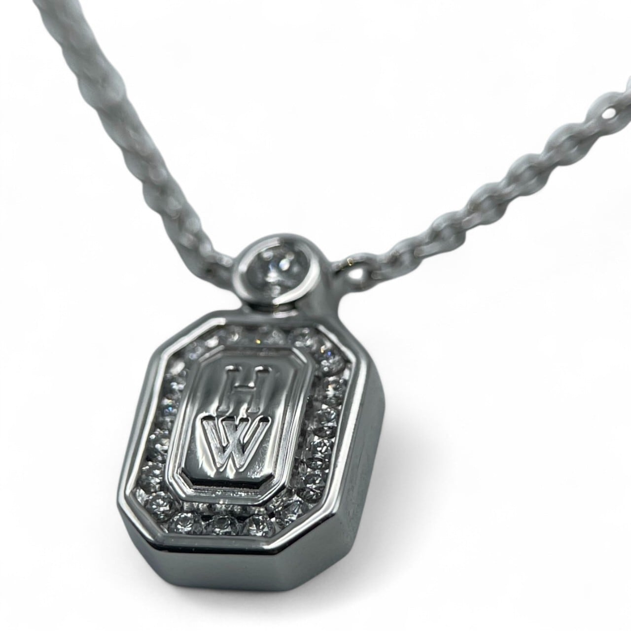 ハリーウィンストン HWロゴ ネックレス PEDWRD16HWL ダイヤモンド ホワイトゴールド