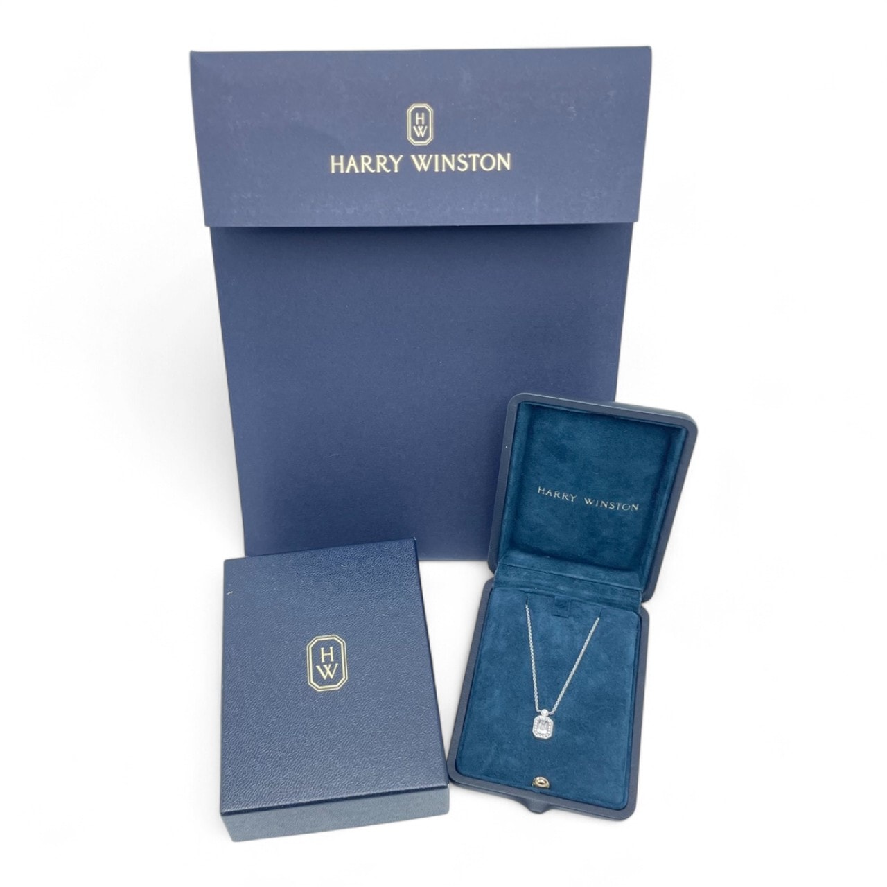 ハリーウィンストン HWロゴ ネックレス PEDWRD16HWL ダイヤモンド ホワイトゴールド