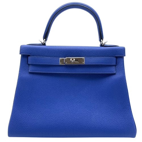 エルメス ケリー 28 ブルーフランス トゴ シルバー金具 U刻印