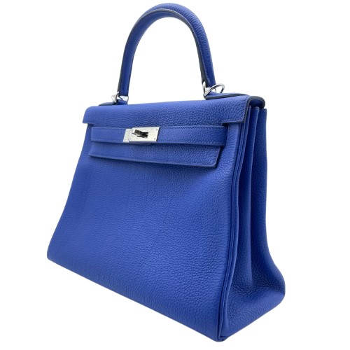 エルメス ケリー 28 ブルーフランス トゴ シルバー金具 U刻印