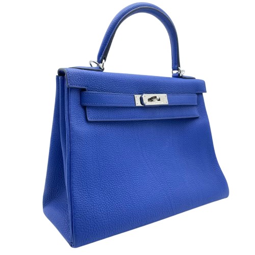 エルメス ケリー 28 ブルーフランス トゴ シルバー金具 U刻印
