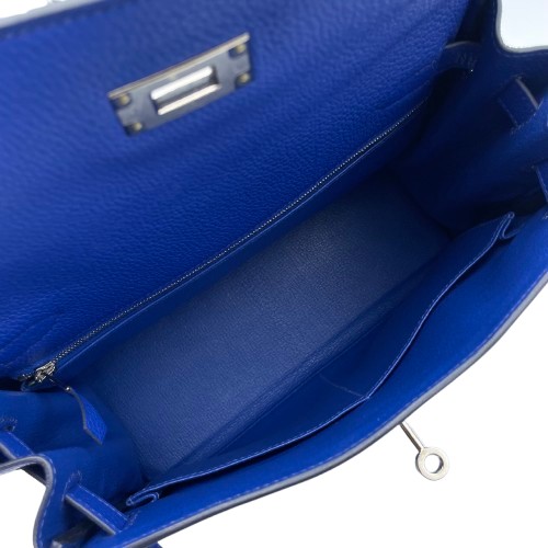 エルメス ケリー 28 ブルーフランス トゴ シルバー金具 U刻印