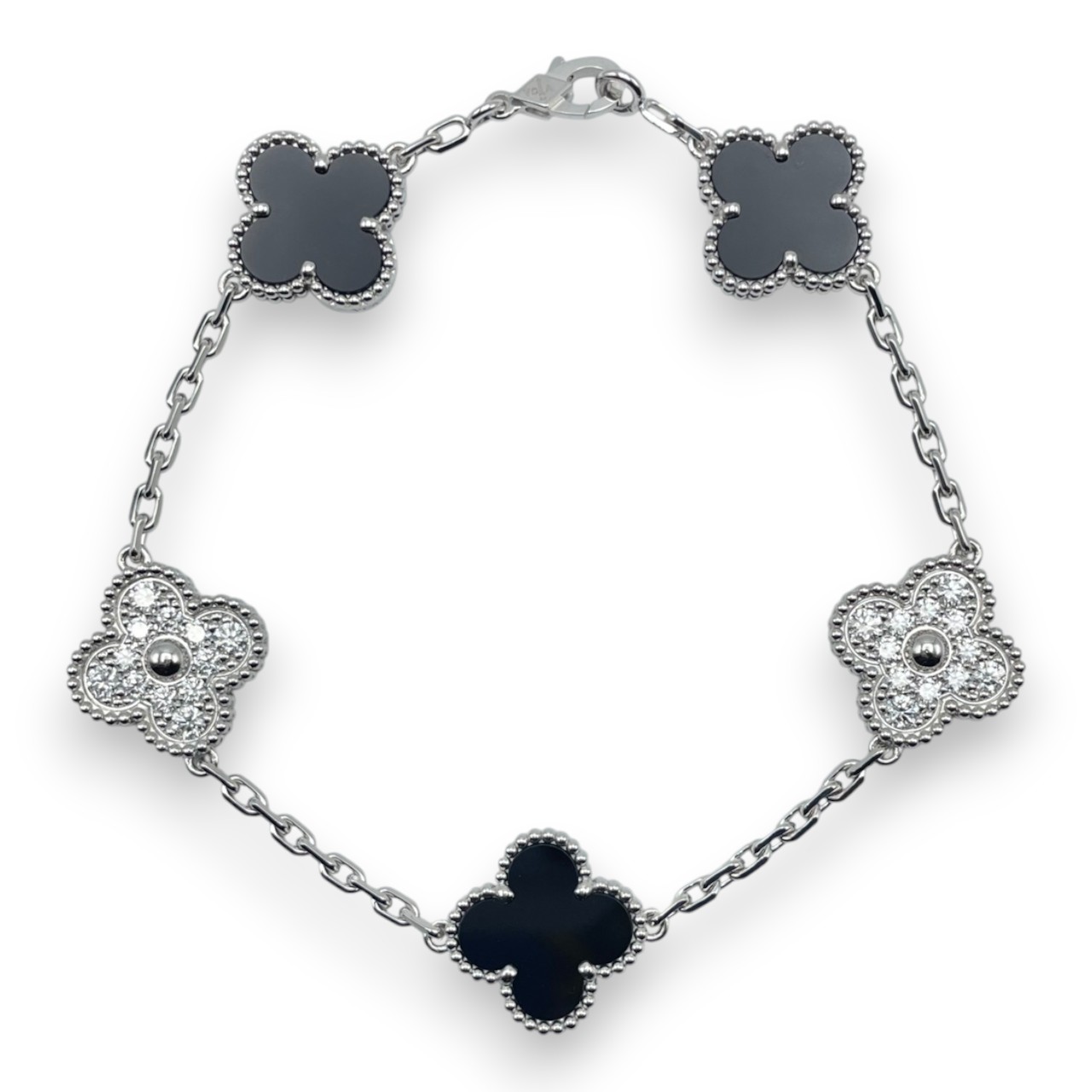 ヴァンクリーフ＆アーペル ヴィンテージアルハンブラ 5P ブレスレット VCARP2R900 オニキス ダイヤモンド ホワイトゴールド