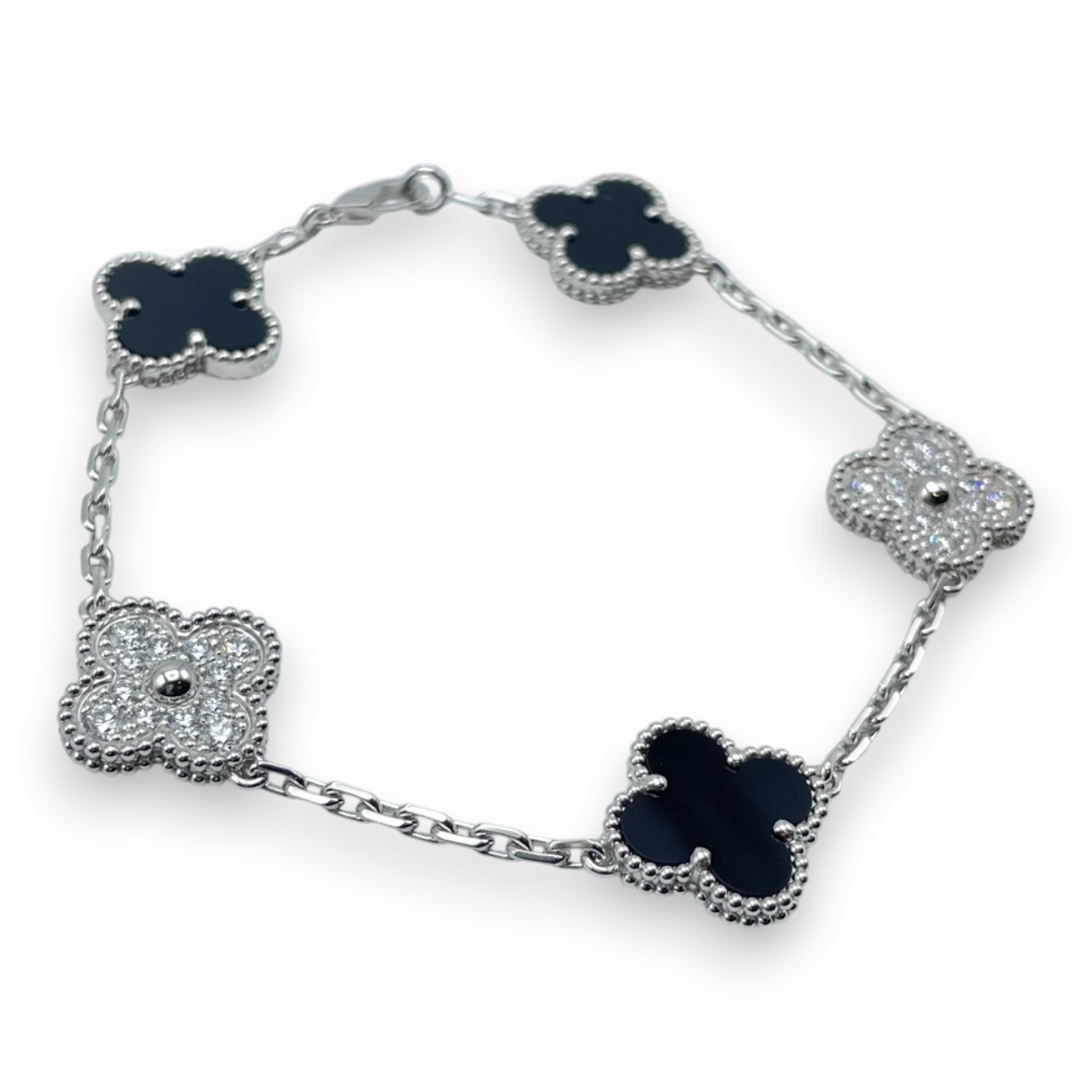 ヴァンクリーフ＆アーペル ヴィンテージアルハンブラ 5P ブレスレット VCARP2R900 オニキス ダイヤモンド ホワイトゴールド