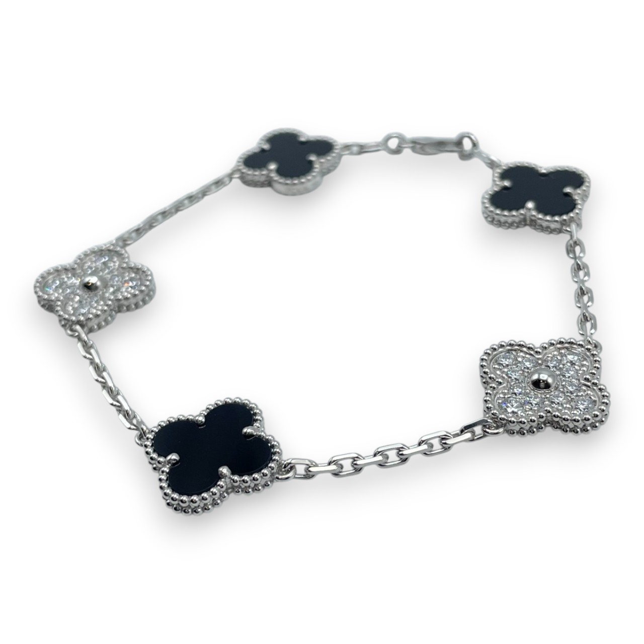 ヴァンクリーフ＆アーペル ヴィンテージアルハンブラ 5P ブレスレット VCARP2R900 オニキス ダイヤモンド ホワイトゴールド