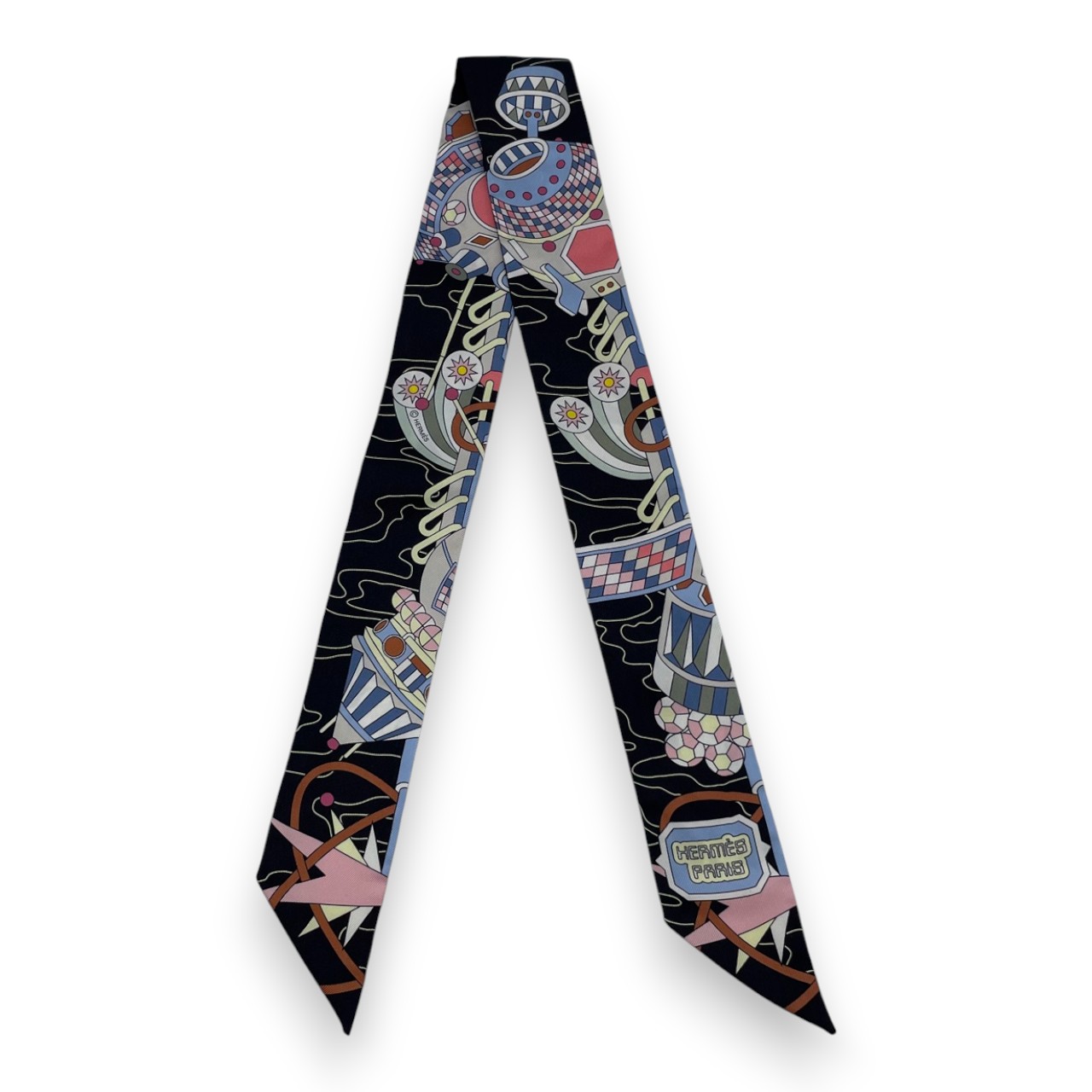 ヴィンテージ❤︎エルメス　ツイリー　全てはカレの中で　ブラウン エルメス ツイリー ティータイム ノワール - ブランド品専門店LUXARIA