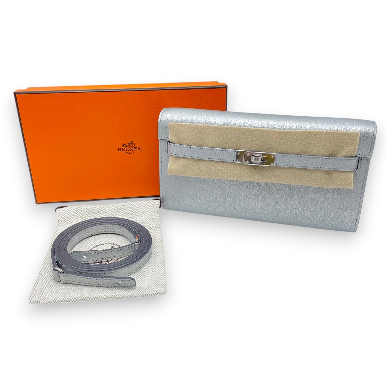 HERMESインディゴ シルバー金具 H9388 | [中古]エルメス ケリー28 内縫い トゴ ブルーペール シルバー
