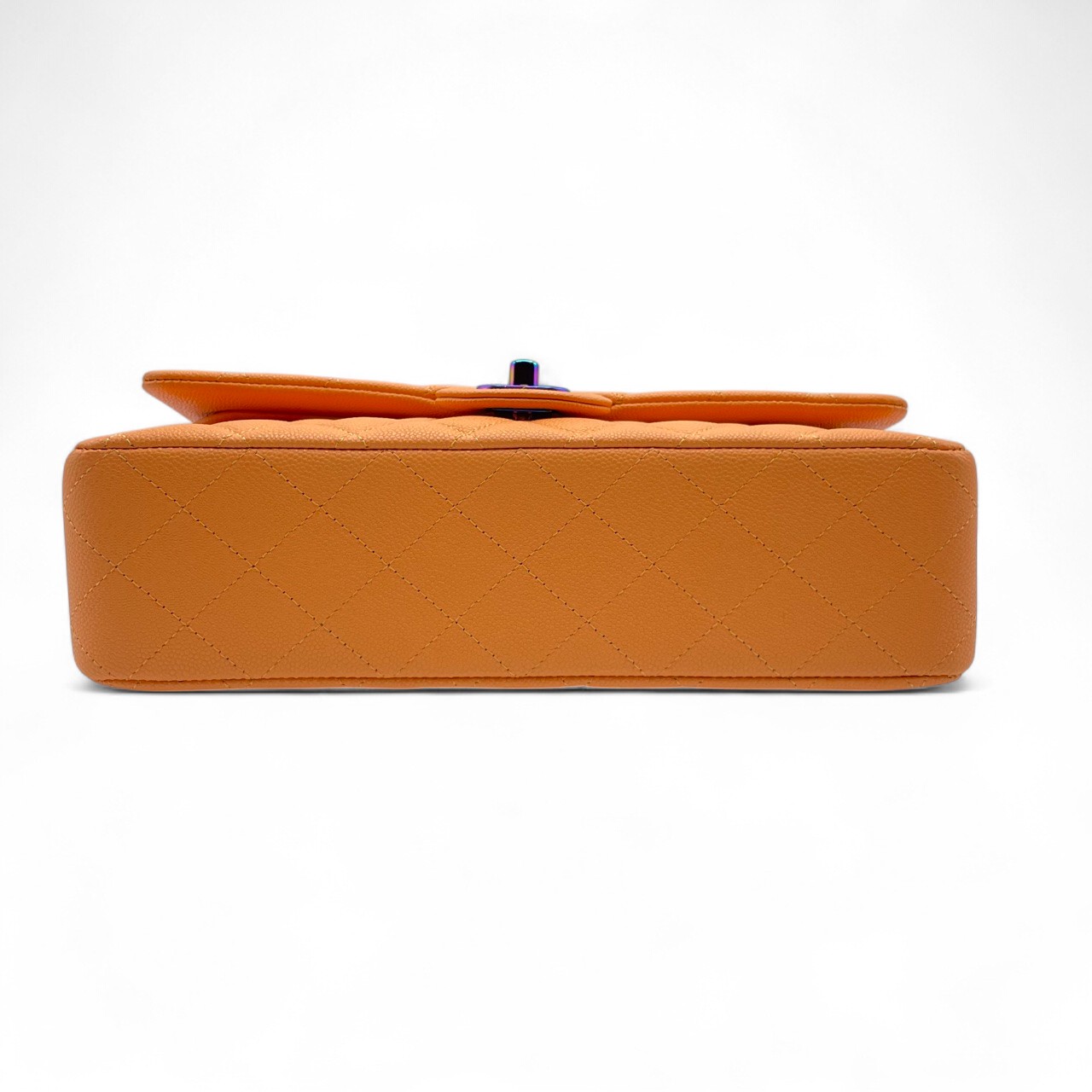 シャネル マトラッセ W25 オレンジ キャビアスキン シルバー金具