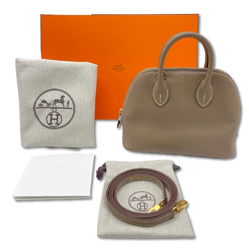 Hermès エトゥープ　ミニボリードショルダーバッグ1923 エルメス ボリード1923 ミニ エトゥープ シェーブル シルバー金具 W