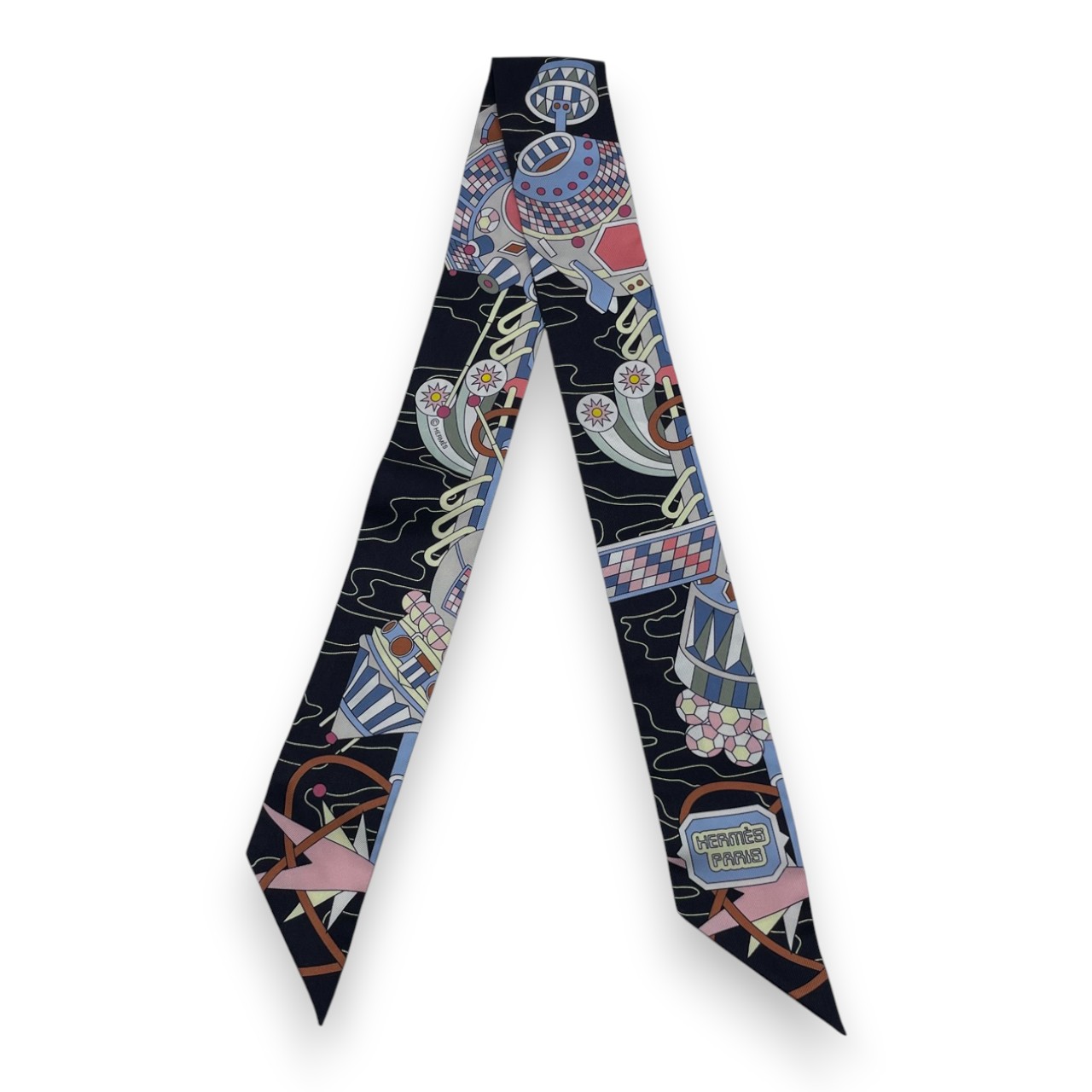 エルメス ツイリー ODYSSEY ノワール/シエル/ローズ シルク100％