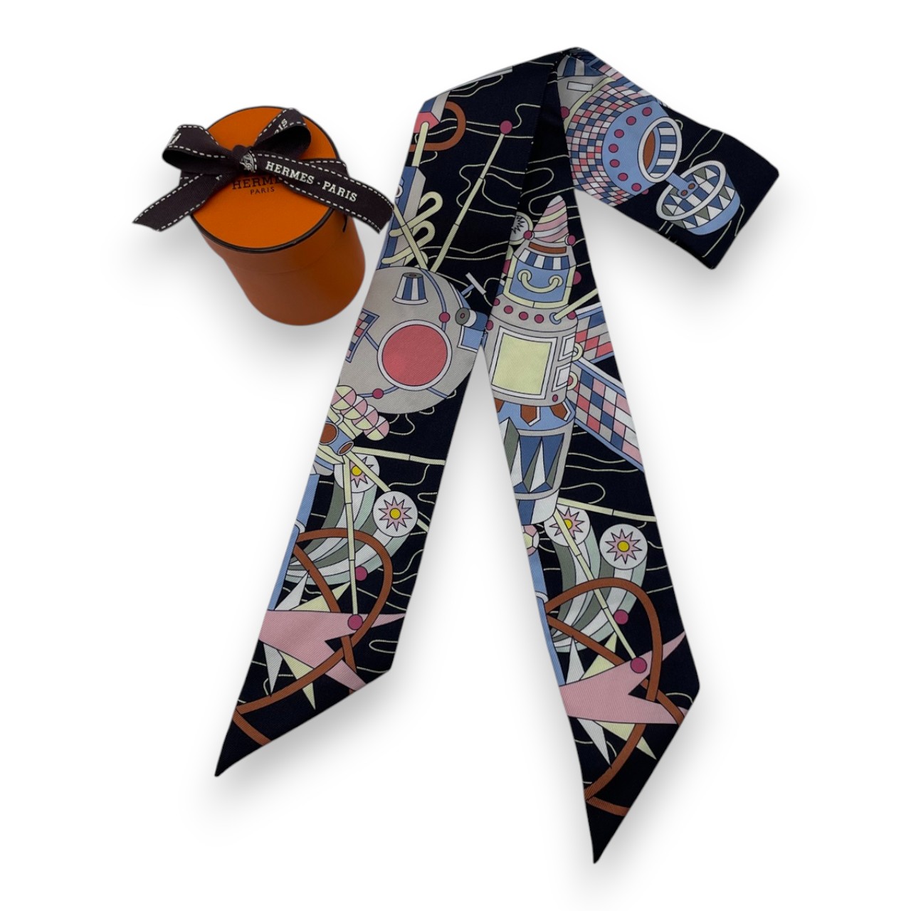 エルメス ツイリー ODYSSEY ノワール/シエル/ローズ シルク100％