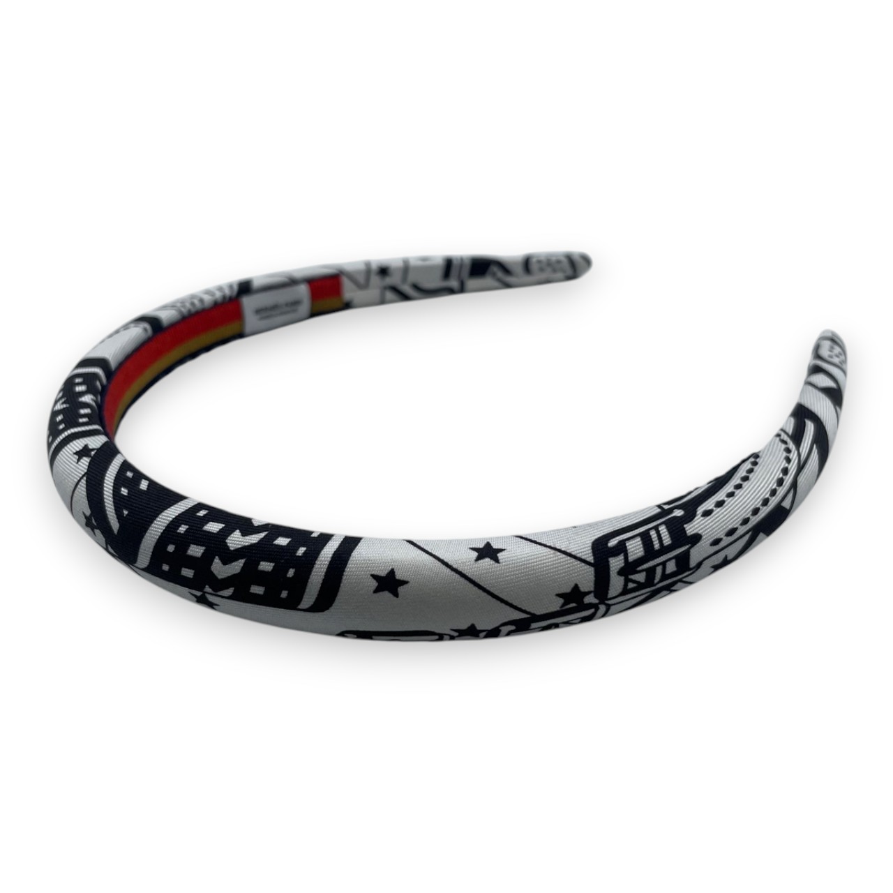 【専用】エルメスカチューシャヘアバンドヘアアクセサリー　ジナ　ジグザグ　白黒新品 エルメス カチューシャ ジナ ジグザグ ホワイト / ブラック シルク100