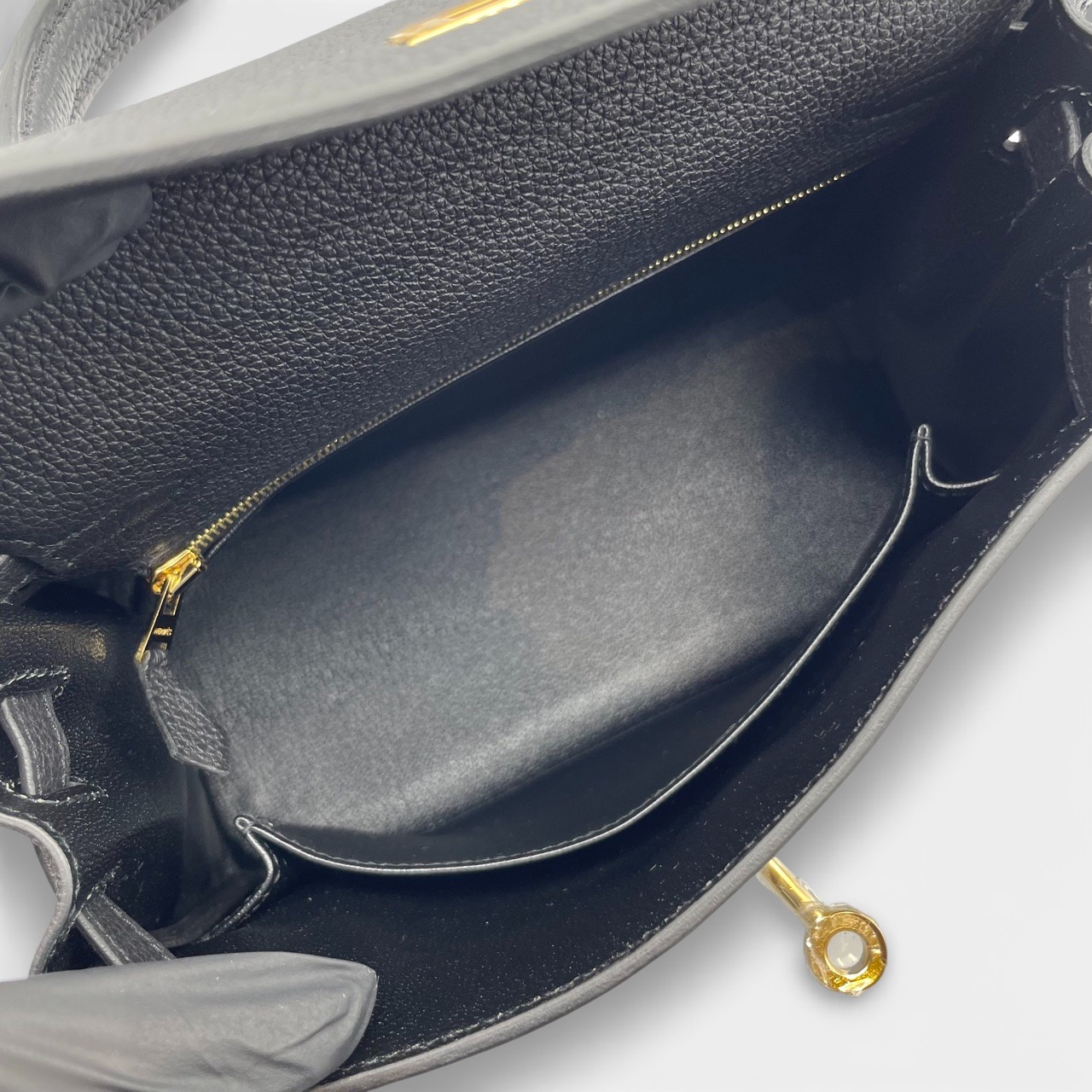 エルメス ケリー 25 ノワール トゴ ゴールド金具 K刻印