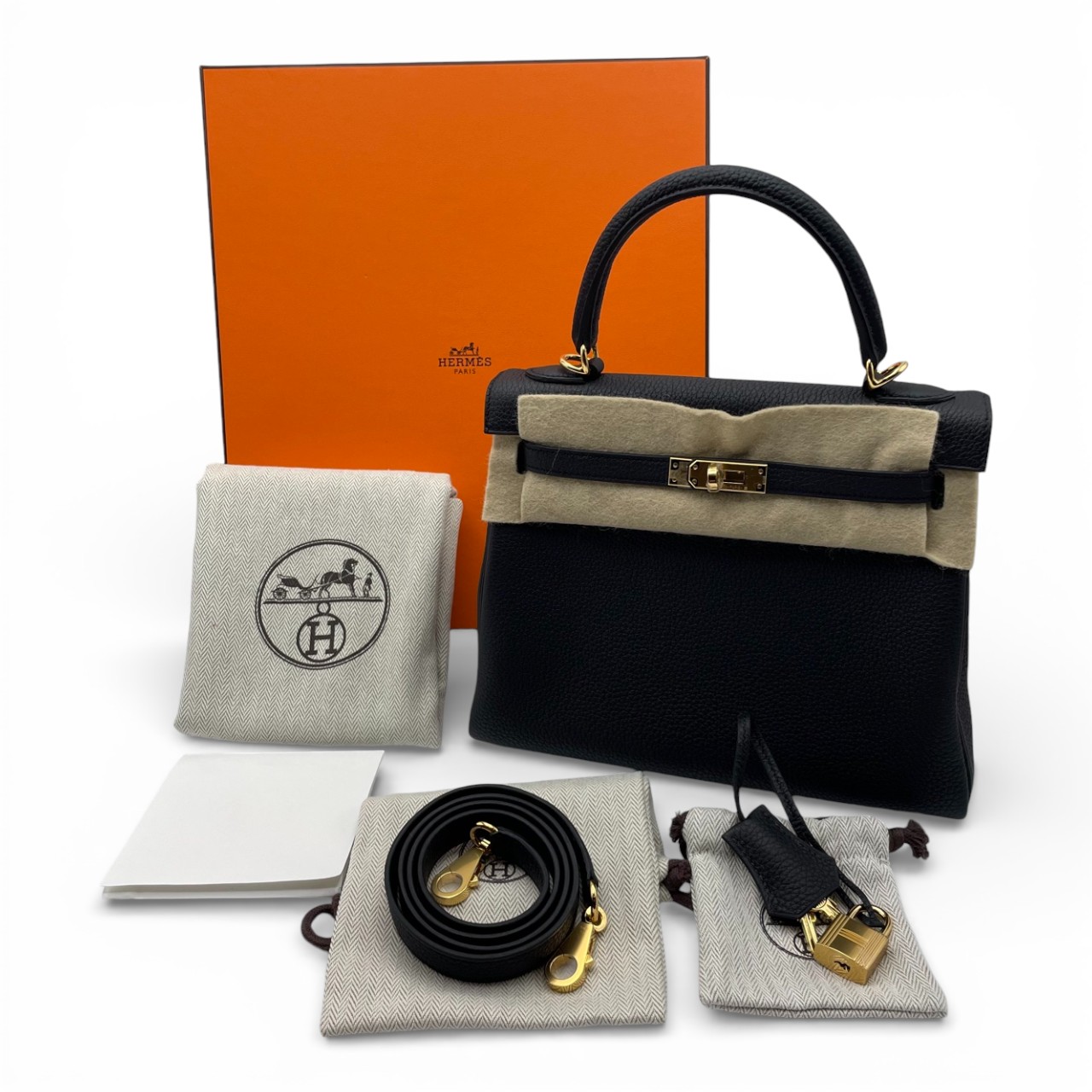 エルメス ケリー 25 ノワール トゴ ゴールド金具 K刻印 - ブランド品