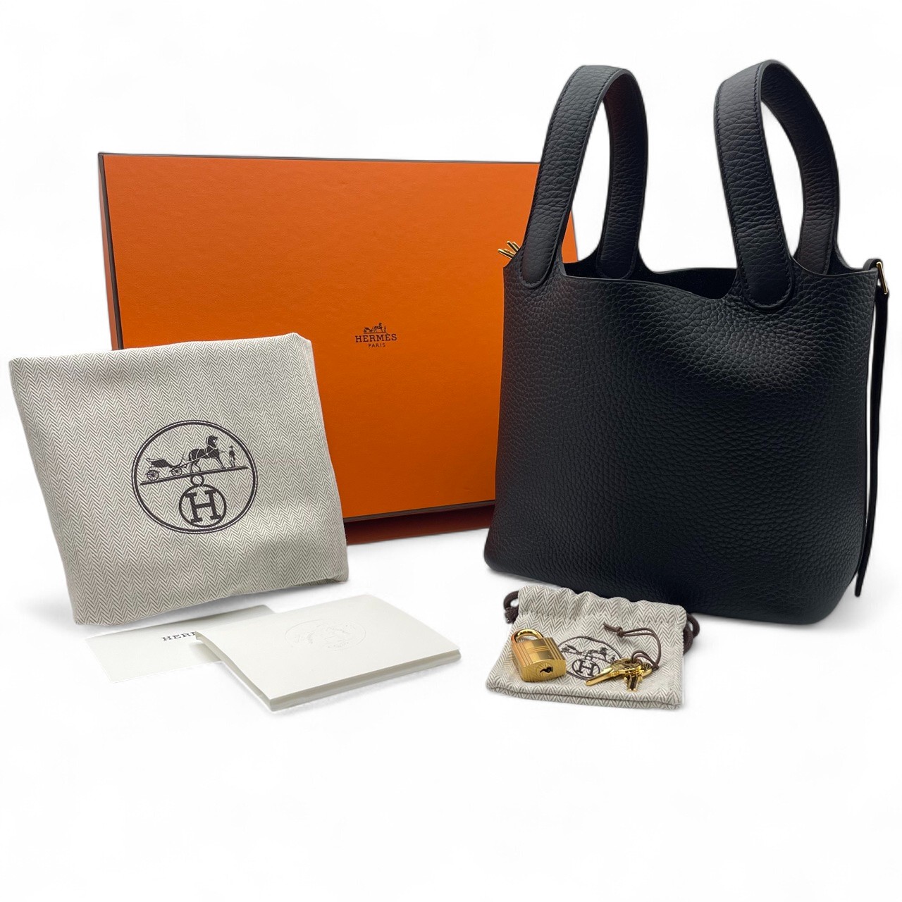 新品未使用HERMESピコタンロックPMノワール×ゴールド金具K刻印2025年製 エルメス ピコタンロック PM ノワール トリヨンクレマンス