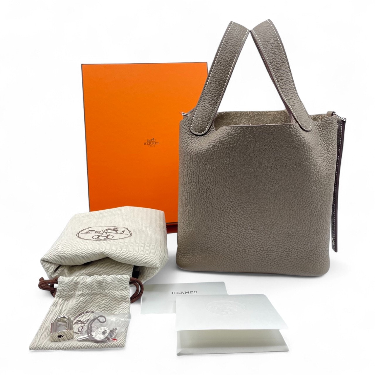 エルメス ピコタンロック PM エトゥープ トリヨンクレマンス シルバー金具 U刻印