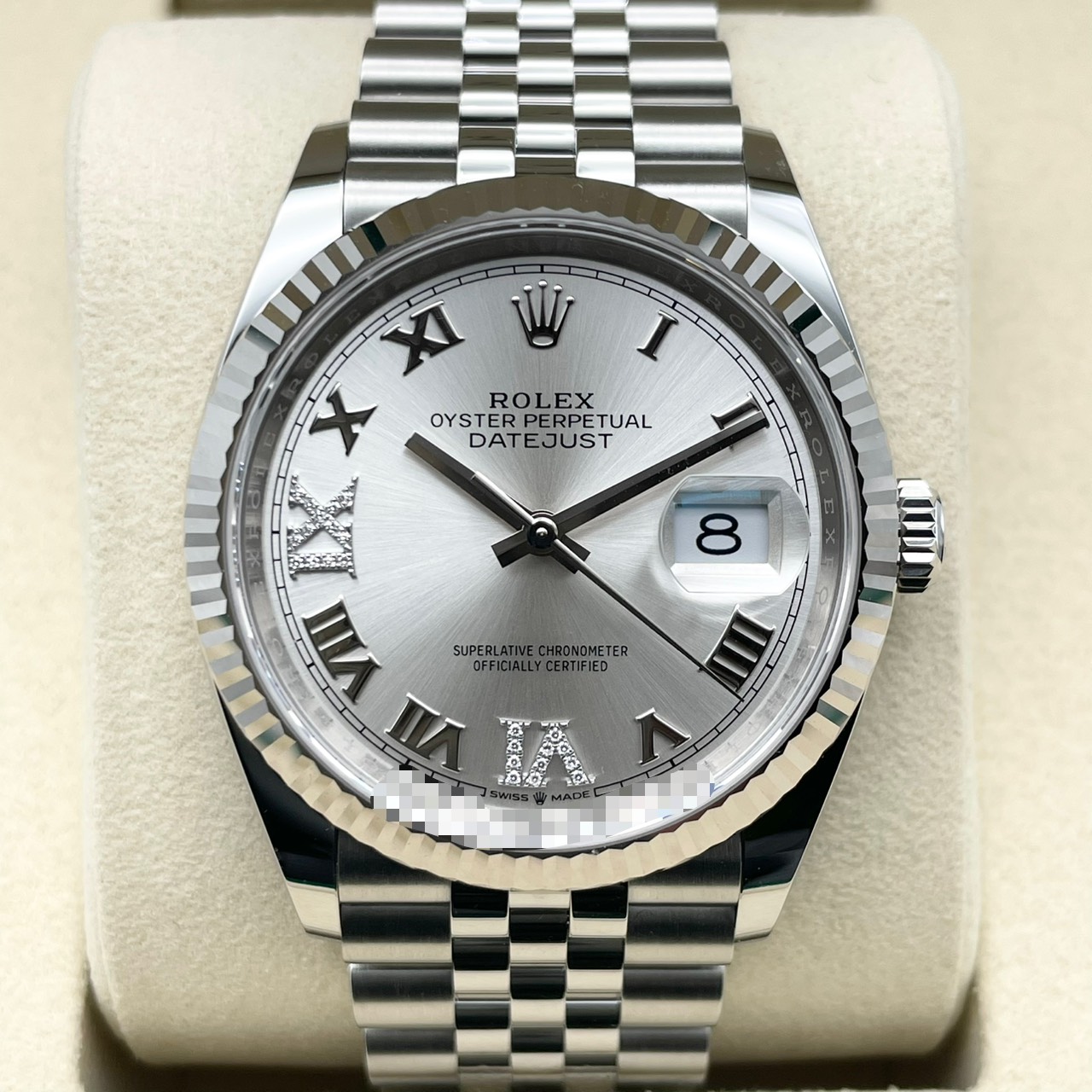 【保証書日付2026年2月！】ロレックス デイトジャスト 126234 Ⅵ・Ⅸダイヤモンド入りシルバー ジュビリーブレス 36mm