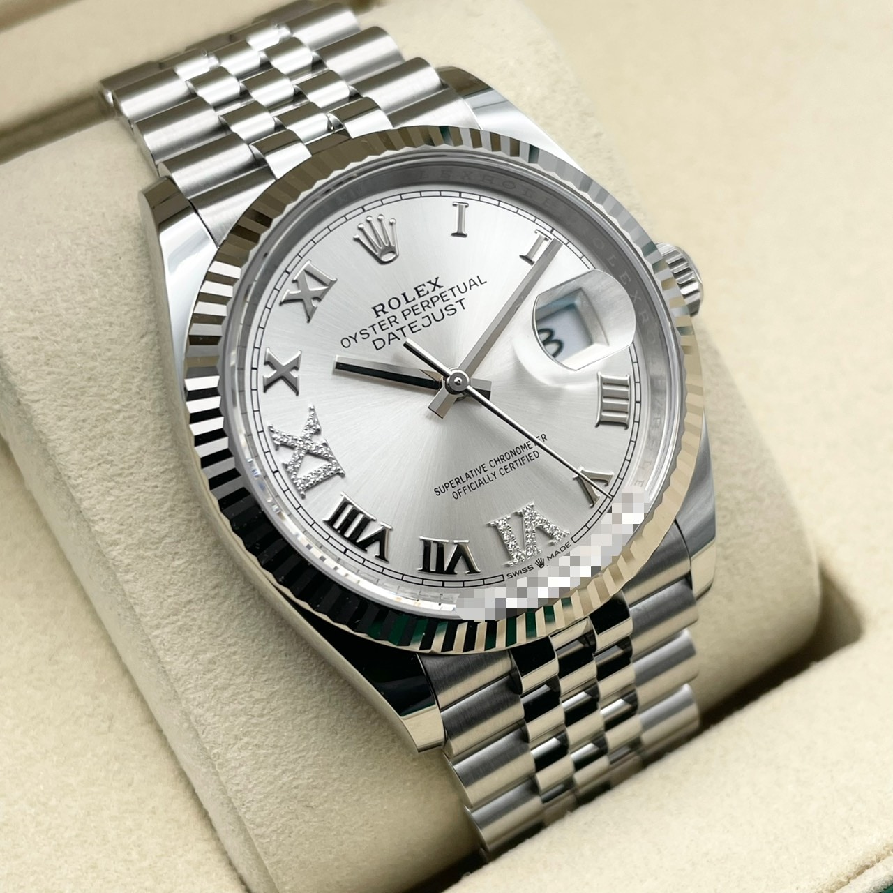 【保証書日付2026年2月！】ロレックス デイトジャスト 126234 Ⅵ・Ⅸダイヤモンド入りシルバー ジュビリーブレス 36mm