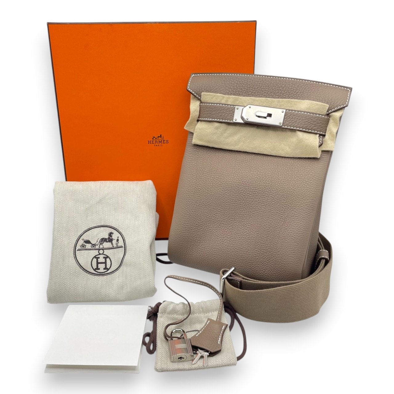 エルメス ケリーアッカド PM エトゥープ トゴ シルバー金具 K刻印