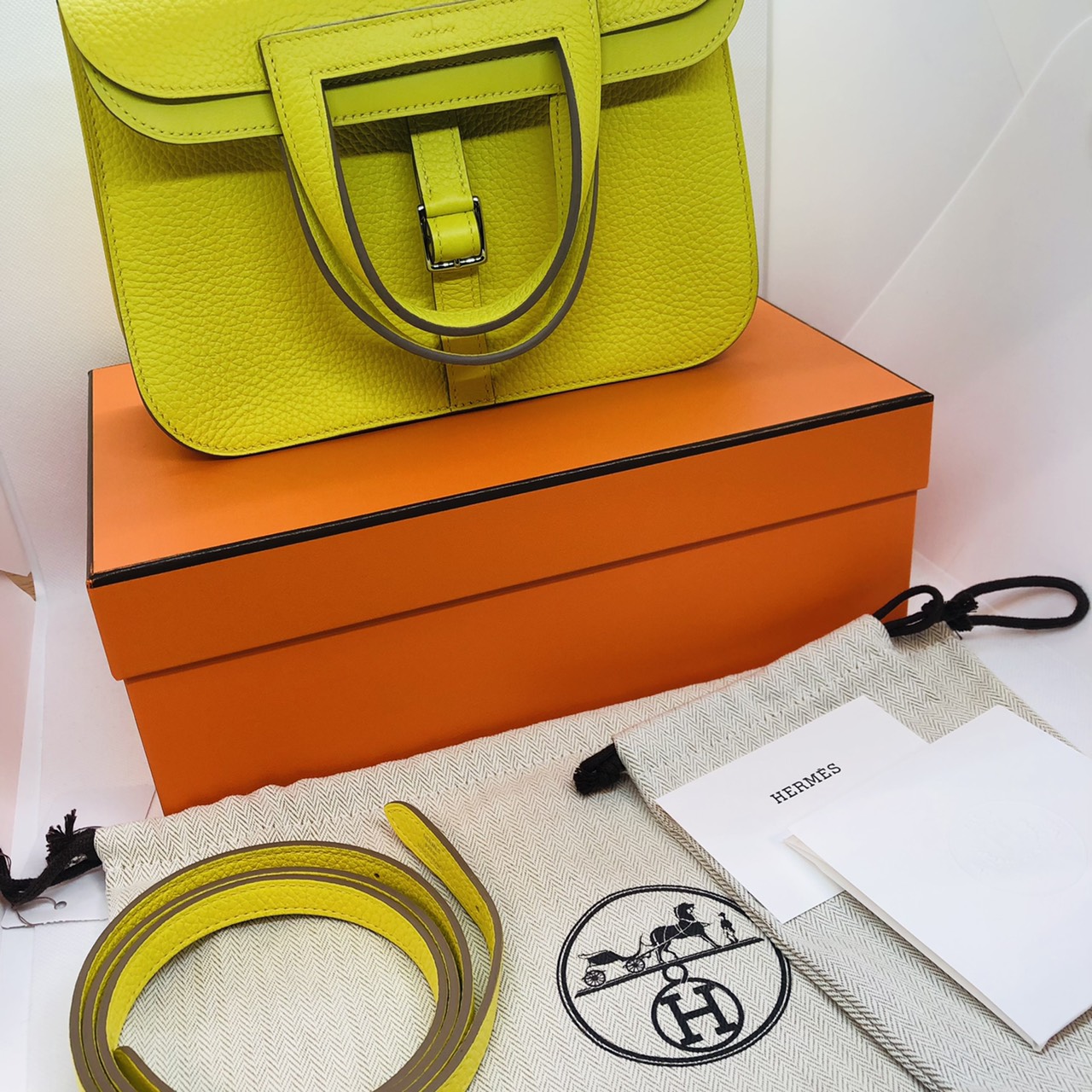 エルメス アルザン25　ライム トリヨンクレマンス シルバー金具　U刻印