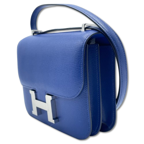 エルメス コンスタンスミニ 18 ブルーロイヤル シェーブル シルバー金具 W刻印