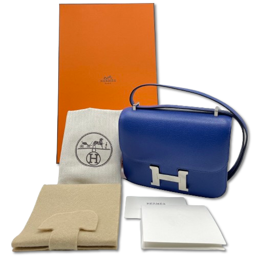 エルメス コンスタンスミニ 18 ブルーロイヤル シェーブル シルバー