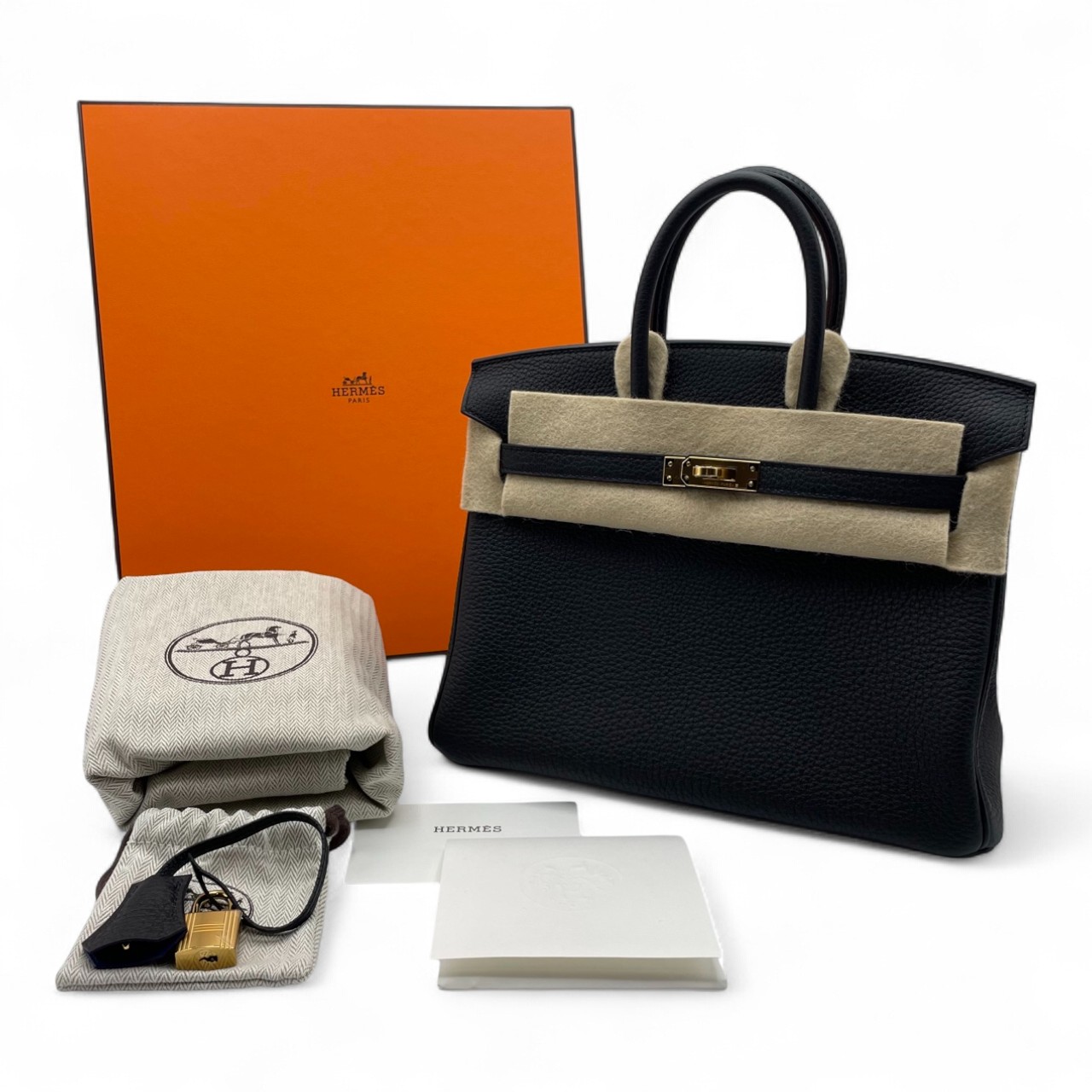 エルメス バーキン 25 ヴェルソ ノワール/ブルーサフィール トゴ ゴールド金具 W刻印