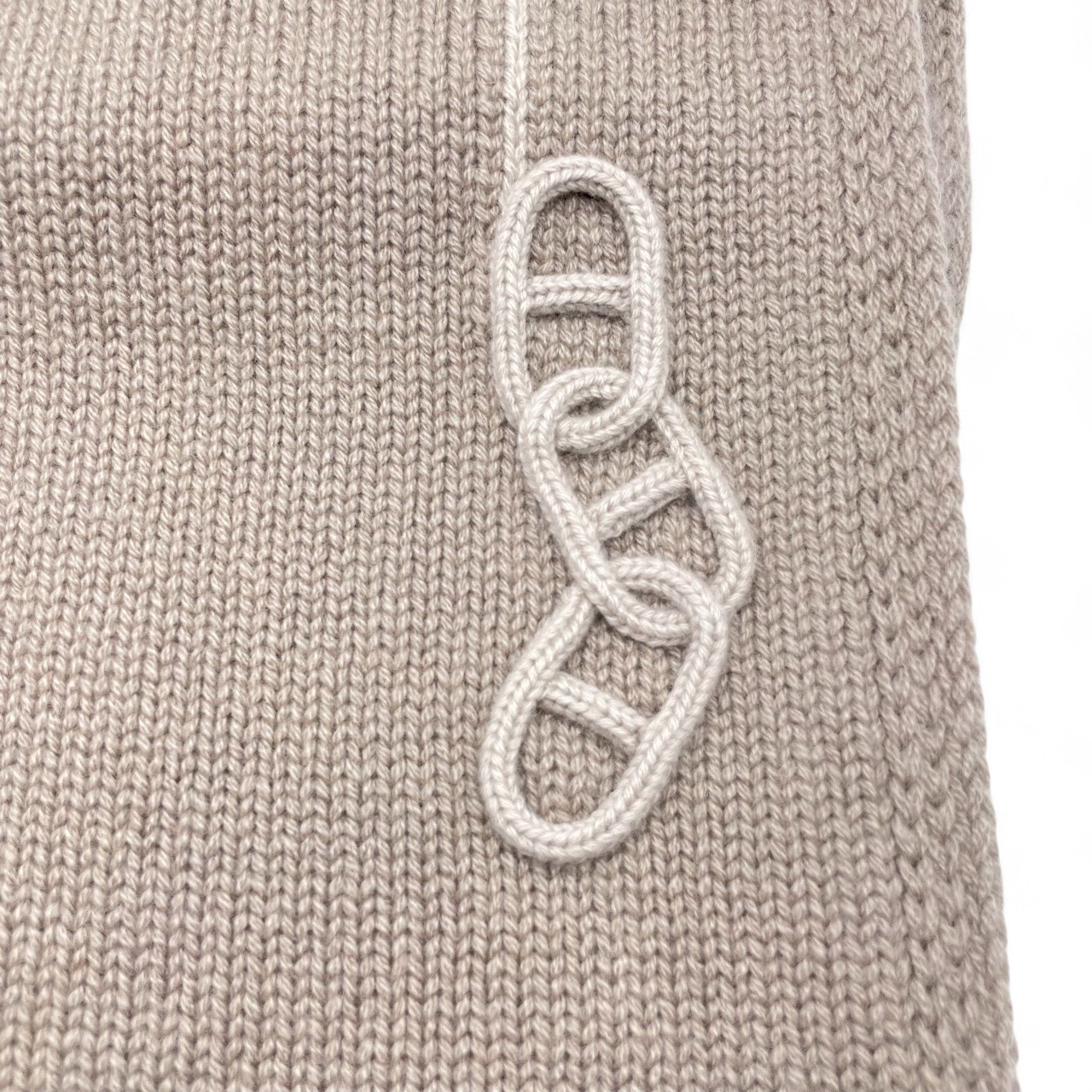 エルメス ニットマフラー マイヨン・トラセ 30×180 ベージュ カシミヤ