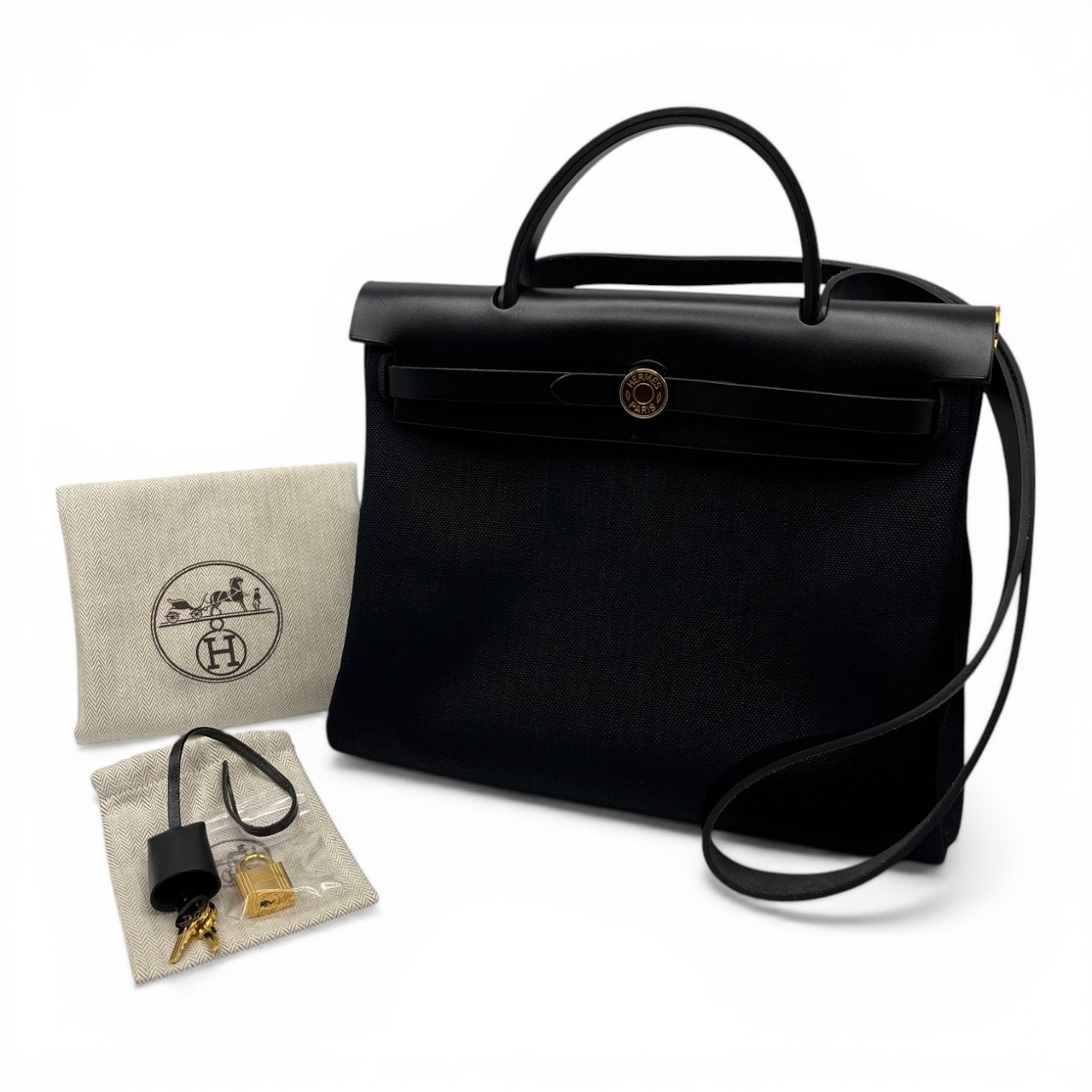 エルメス HERMES 2WAYバッグ エールバッグPM 31 トワルオフィシエ ヴァッシュハンター ベージュ×ブラウン シルバー金具 黒  □I刻印 【保存袋】【中古】 HERMES（エルメス） （未使用 展示品）HERMES エールバッグジップ 31