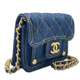 シャネル チェーンショルダーバッグ ブルー デニム ゴールド金具