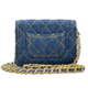 シャネル チェーンショルダーバッグ ブルー デニム ゴールド金具
