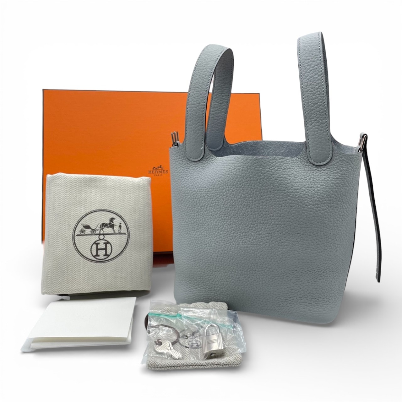 エルメス ピコタンロック PM ブルーグラシエ トリヨンクレマンス シルバー金具 K刻印